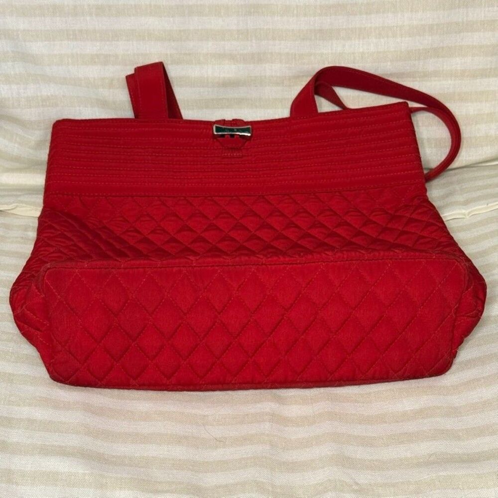 Vera Bradley Beta Fire RED Pleated Large Tote 13x14 - Picture 4 of 9